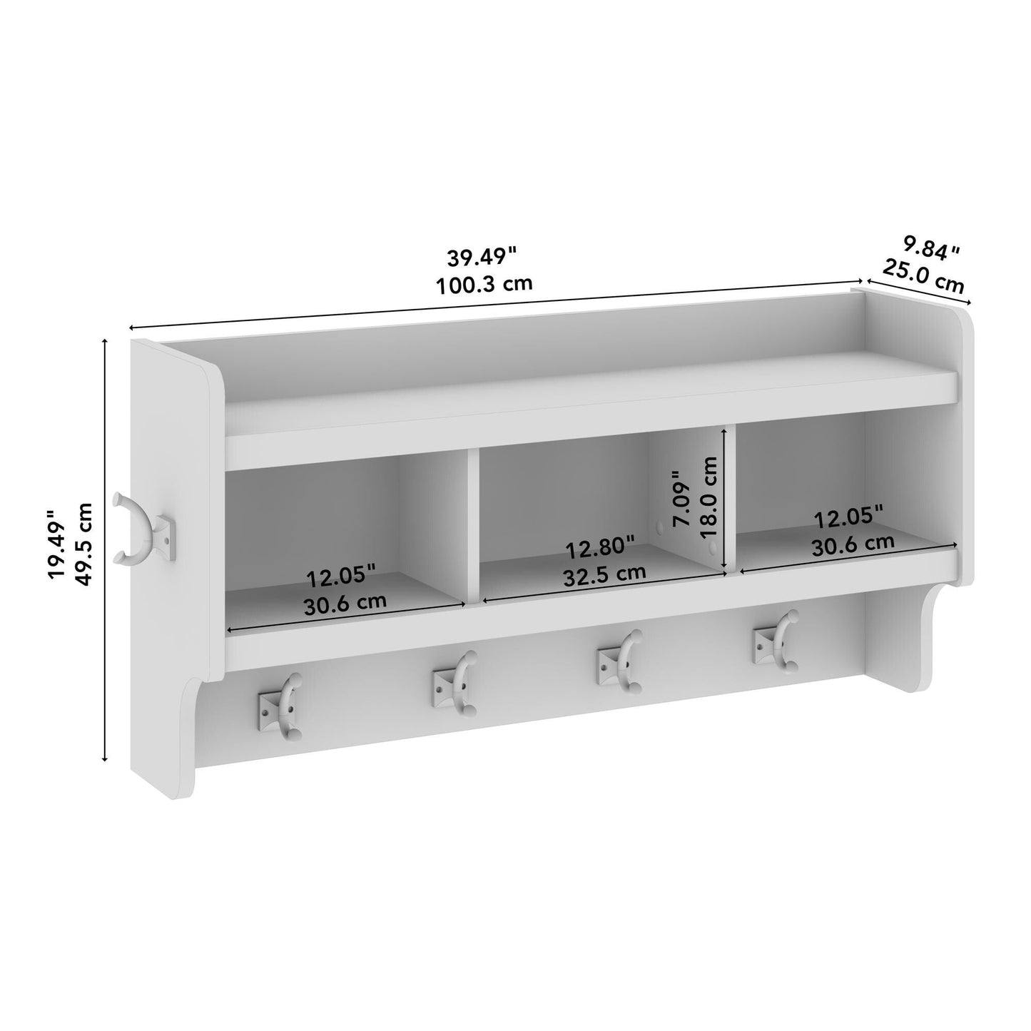 Porte-manteau mural Woodland 40W avec étagère de Bush Furniture