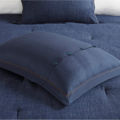 Ensemble de couette en jean Perry Blue de Woolrich, surdimensionné et surrempli