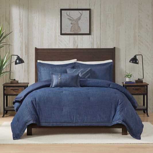 Ensemble de couette en jean Perry Blue de Woolrich, surdimensionné et surrempli