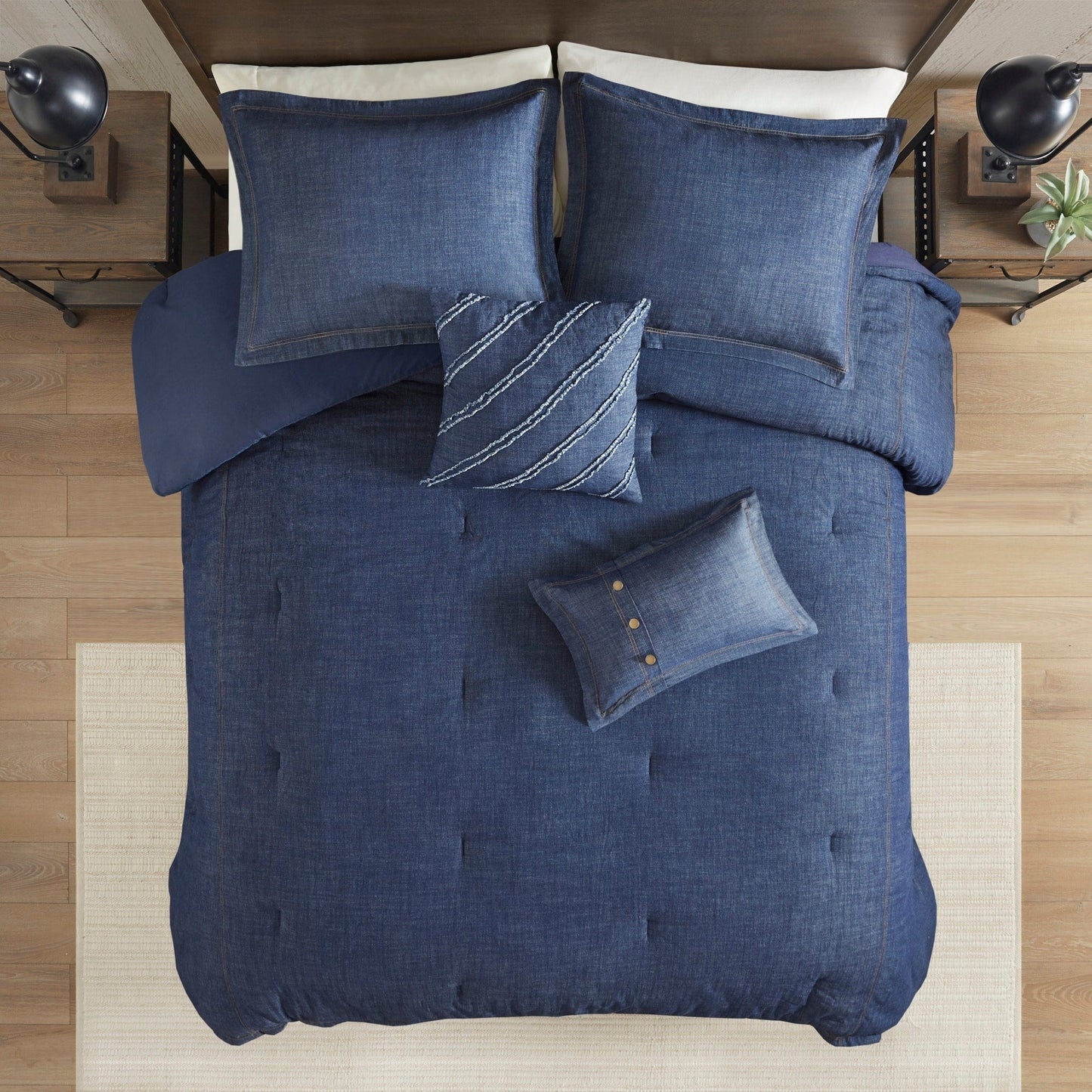 Ensemble de couette en jean Perry Blue de Woolrich, surdimensionné et surrempli