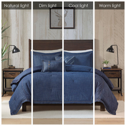 Ensemble de couette en jean Perry Blue de Woolrich, surdimensionné et surrempli
