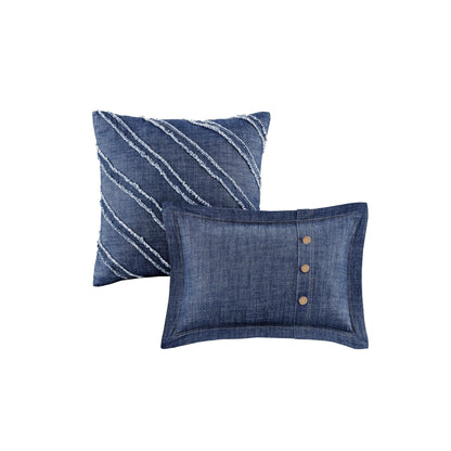 Ensemble de couette en jean Perry Blue de Woolrich, surdimensionné et surrempli