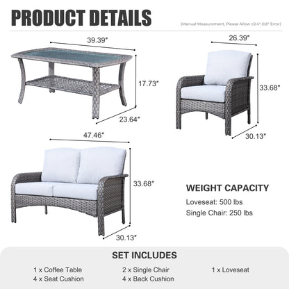 Ensemble de meubles de jardin d'extérieur XIZZI 4 pièces pour conversation avec table