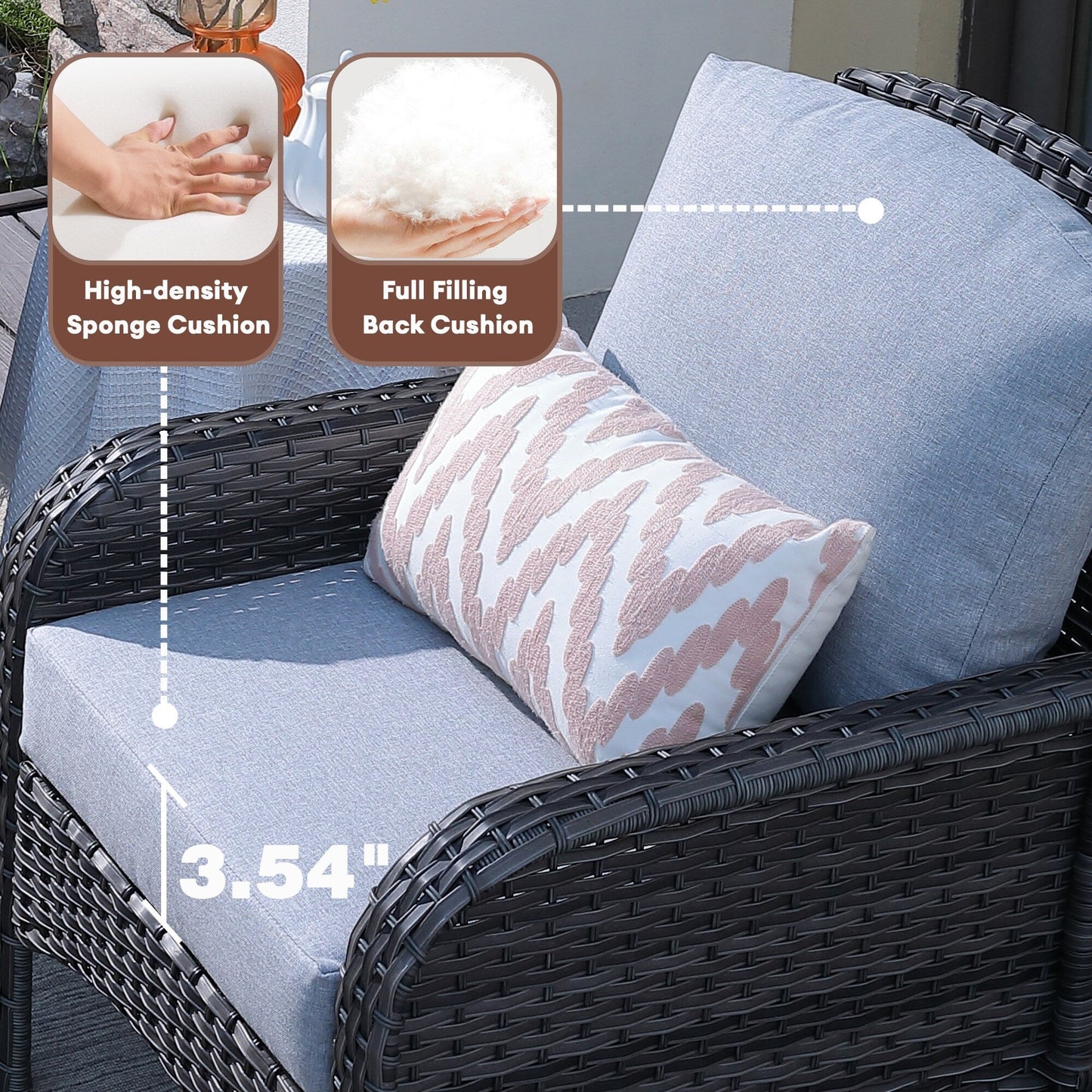 Ensemble de meubles de jardin d'extérieur XIZZI 4 pièces pour conversation avec table