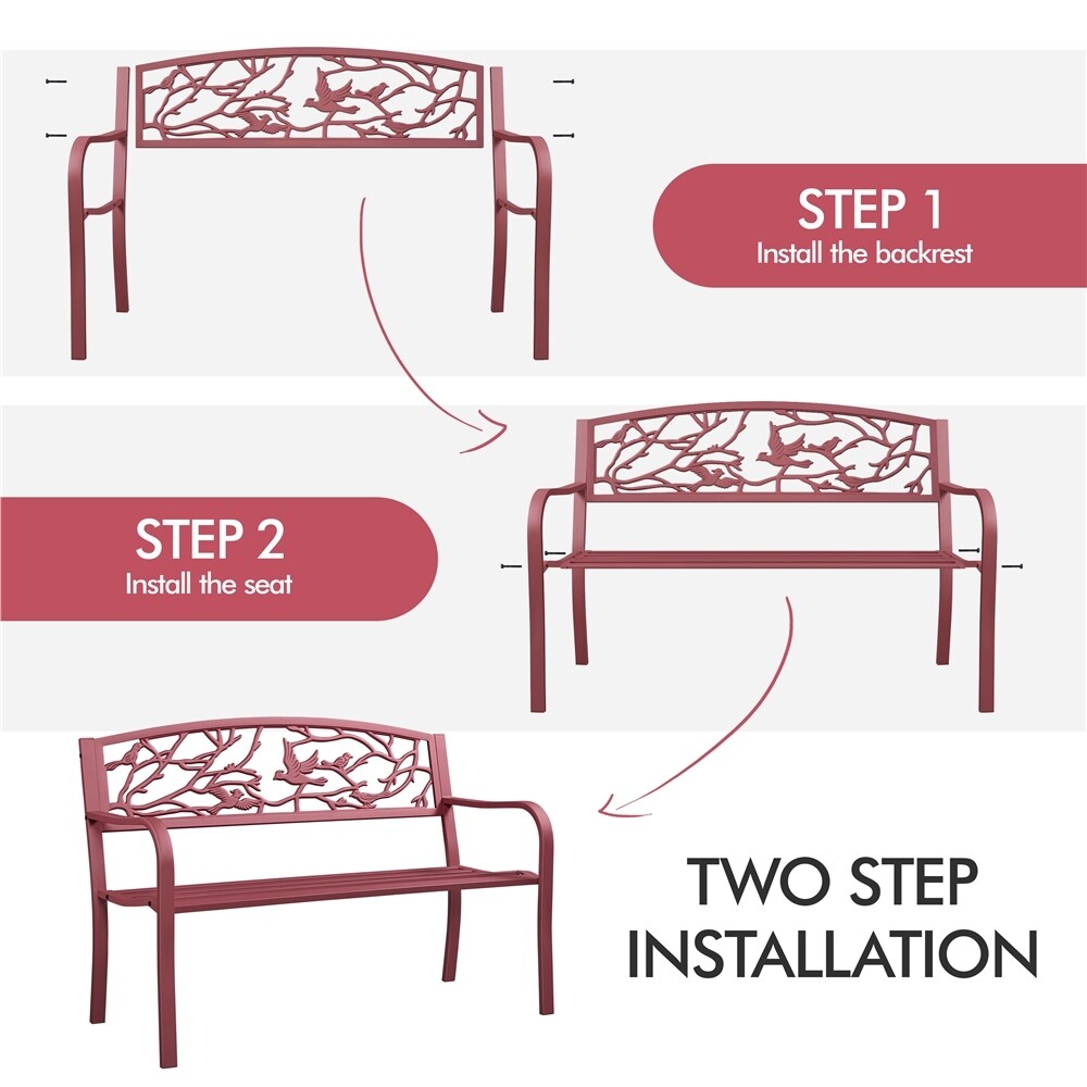 Yaheetech Banc de jardin pour patio, chaise de porche en métal pour extérieur - N/A