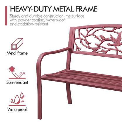 Yaheetech Banc de jardin pour patio, chaise de porche en métal pour extérieur - N/A