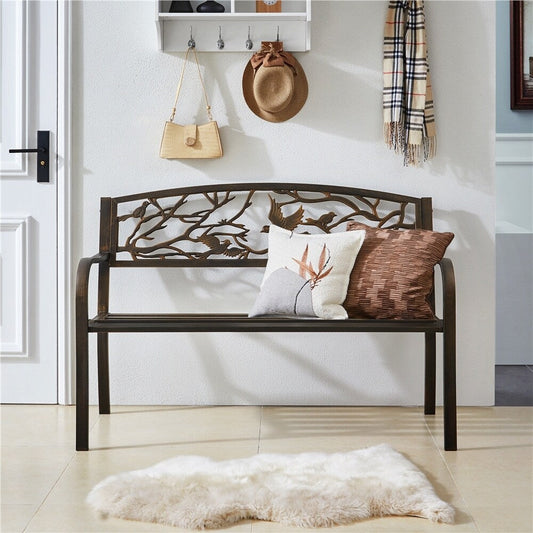 Yaheetech Banc de jardin pour patio, chaise de porche en métal pour extérieur - N/A