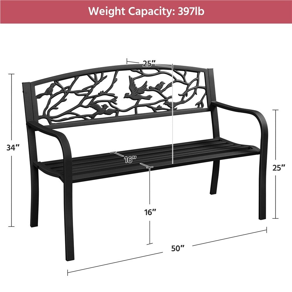 Yaheetech Banc de jardin pour patio, chaise de porche en métal pour extérieur - N/A