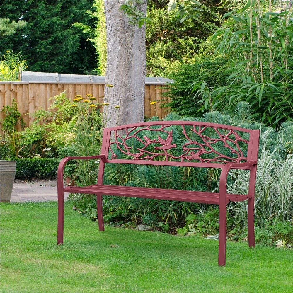 Yaheetech Banc de jardin pour patio, chaise de porche en métal pour extérieur - N/A
