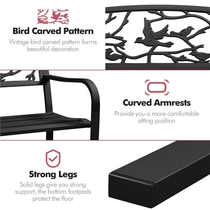 Yaheetech Banc de jardin pour patio, chaise de porche en métal pour extérieur - N/A