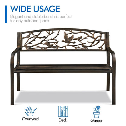 Yaheetech Banc de jardin pour patio, chaise de porche en métal pour extérieur - N/A