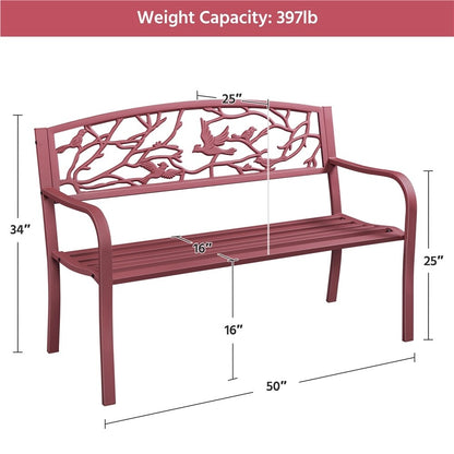 Yaheetech Banc de jardin pour patio, chaise de porche en métal pour extérieur - N/A
