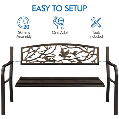 Yaheetech Banc de jardin pour patio, chaise de porche en métal pour extérieur - N/A