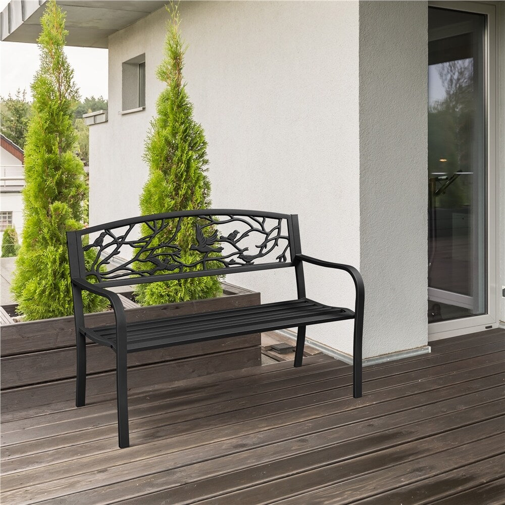 Yaheetech Banc de jardin pour patio, chaise de porche en métal pour extérieur - N/A