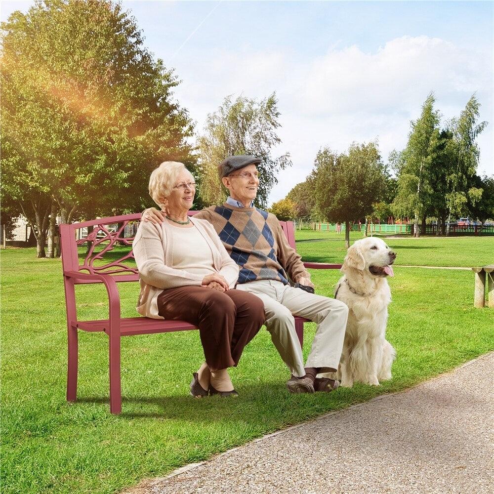 Yaheetech Banc de jardin pour patio, chaise de porche en métal pour extérieur - N/A