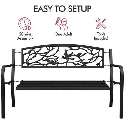 Yaheetech Banc de jardin pour patio, chaise de porche en métal pour extérieur - N/A