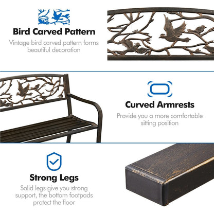 Yaheetech Banc de jardin pour patio, chaise de porche en métal pour extérieur - N/A