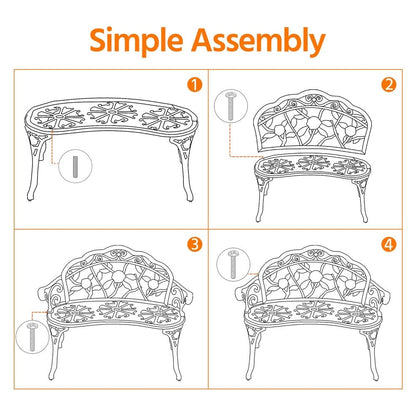 Yaheetech Banc extérieur en métal pour terrasse, parc, jardin - N/A