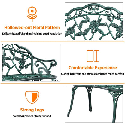 Yaheetech Banc extérieur en métal pour terrasse, parc, jardin - N/A