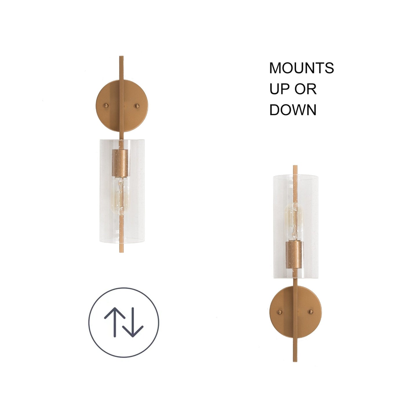 Applique murale de salle de bain Zenith, style moderne et rustique, avec verre cylindrique dépoli, transitionnelle.