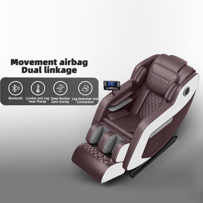 Fauteuil de massage inclinable à gravité zéro avec massage corporel complet, chauffage et audio Bluetooth intégré.