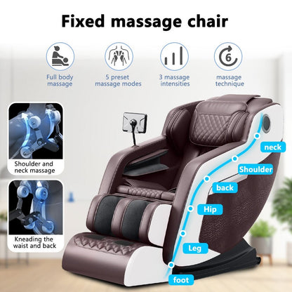 Fauteuil de massage inclinable à gravité zéro avec massage corporel complet, chauffage et audio Bluetooth intégré.