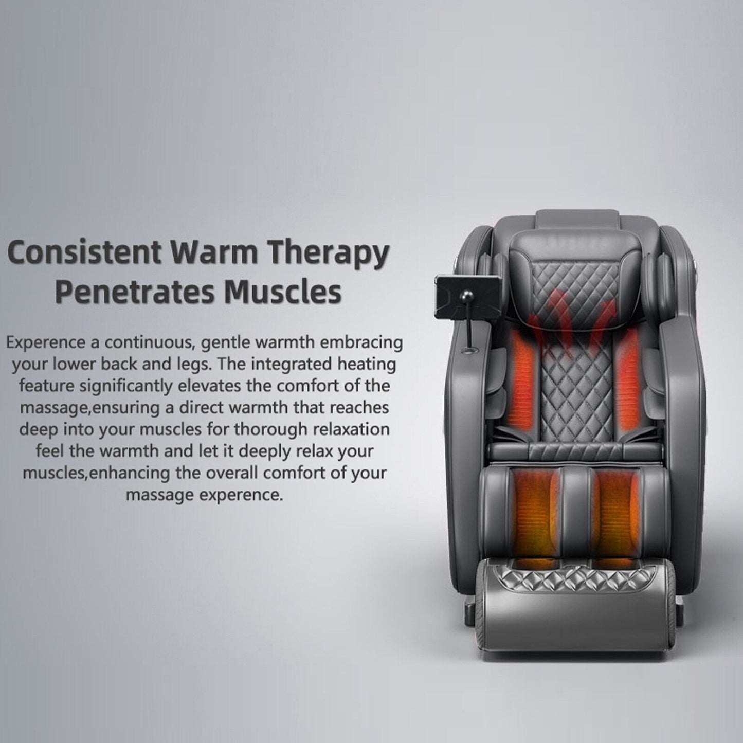 Fauteuil de massage inclinable à gravité zéro avec massage corporel complet, chauffage et audio Bluetooth intégré.