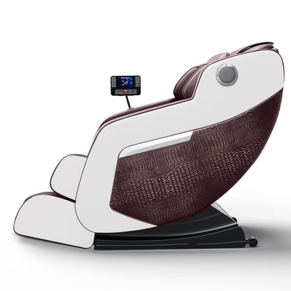Fauteuil de massage inclinable à gravité zéro avec massage corporel complet, chauffage et audio Bluetooth intégré.
