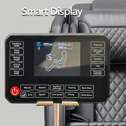 Fauteuil de massage inclinable à gravité zéro avec massage corporel complet, chauffage et audio Bluetooth intégré.