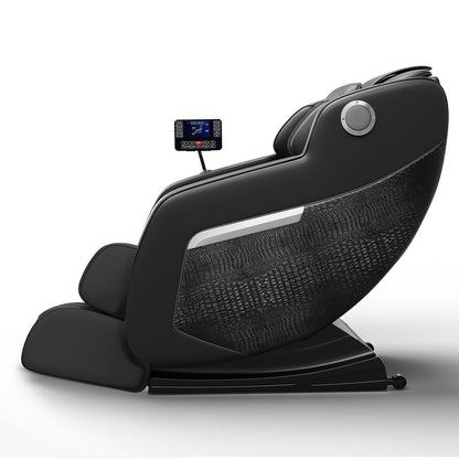 Fauteuil de massage inclinable à gravité zéro avec massage corporel complet, chauffage et audio Bluetooth intégré.