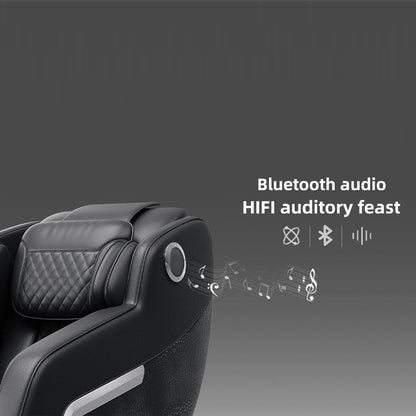 Fauteuil de massage inclinable à gravité zéro avec massage corporel complet, chauffage et audio Bluetooth intégré.