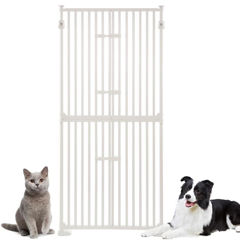 Barrière pour animaux de compagnie unipaws extra haute pour chats, 74 pouces de haut, avec portes et serrures